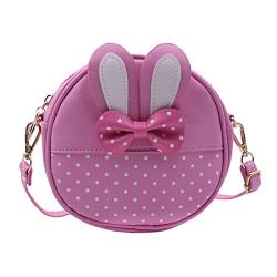 RARITYUS Niedliche Hasen-Umhängetasche für Mädchen und Kinder, gepunktet, Schleife, Handtasche mit verstellbarem Riemen, Pink, Einheitsgröße von RARITYUS