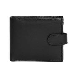 Herren Geldbörse, zum Ausklappen, weiches Leder, mit Sichtfenster für Ausweis, Kartenfächern und Münzfach, Schwarz, schwarz (schwarz) - 895 von RAS WALLETS