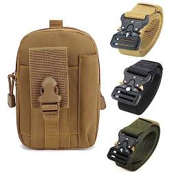 Taktische Gürteltasche und Gürtel, Hüfttaschen im Militärstil, Riggers-Gürtel for Männer, Ideal for Wandern, Training, Klettern, Jagen (Color : Cb Waist Pack+Green Belt, Size : Set) von RASPIO