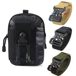 Taktische Gürteltasche und Gürtel, Hüfttaschen im Militärstil, Riggers-Gürtel for Männer, Ideal for Wandern, Training, Klettern, Jagen (Color : Ty Waist Pack+Green Belt, Size : Set) von RASPIO