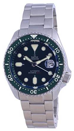 RATIO FreeDiver Green Dial Sapphire Crystal Stainless Steel Automatic RTB205 200M Men's Watch von RATIO