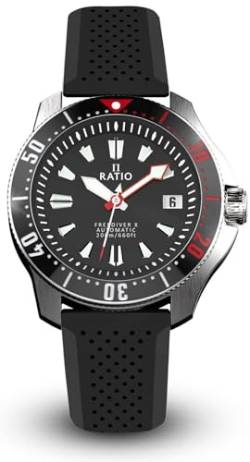 RATIO FreeDiver X Marine Black with Black Ceramic Inlay Automatic Diver RTX001 200M von RATIO