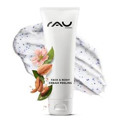 RAU Cosmetics Face & Body Cream Peeling 75 ml - tiefenreinigendes Peeling mit Mandelöl, Allantoin & Panthenol für Körper & Gesicht mit natürlichen Schleifpartikeln - normale Haut & Mischhaut von RAU Cosmetics