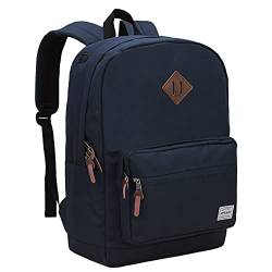 RAVUO Schulrucksack, wasserabweisend, Unisex, klassischer 39,6 cm (15,6 Zoll) Laptop-Rucksack für Männer und Frauen, lässiger Reiserucksack, College-Schultaschen, blau, M von RAVUO