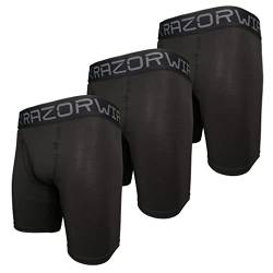 RAZOR WIRE Herren-Boxershorts, 3er-Pack, Stretch, weich, tailliert, Unterwäsche, längeres Bein, Ultimate Alpha, XXXL von RAZOR WIRE