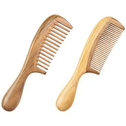 2pcs Scalp Sandelwood Men Portable Fine Combs Massage Hair for Comfort Style Wide Anti-Static and Women Wooden Wood Comb Smoothing Grip Ladies Teeth Kämme aus Holz ( Color : Picture 1 , Size : 18.5*5c von RAZZUM