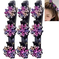 3PCS Double Layer Band Twist Zopf Stirnband Haarnadel Alligator Haarkralle Clips Magic Bangs Frisur Haarnadel Strass Hair Twister Tools Rutschfestes Haargeflecht Zubehör for Frauen, Mädchen Haarnadel von RAZZUM