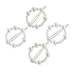 4pcs Proms luxuriöse modische hohle Haarnadeln Splitter Zubehör Clips geformt Hochzeit Perle Frauen Dekor Haar Braut Clip Haarspangen Haarspange Ornament Haarnadel Kreis Haarnadel von RAZZUM