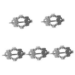 Brötchen Vintage Clip Wikinger keltische Halter Clips Metall Stil Zubehör Haarnadel Haarstab Haarnadel ( Color : Silverx5pcs , Size : 8x5cmx5pcs ) von RAZZUM