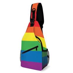 RBAZYFXUJ Crossbody Bag Rainbow Peace Love Chest Bag Sling Bag for Travel Shopping Sports, Rainbow Peace Love, 38x20cm von RBAZYFXUJ