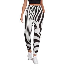 RBAZYFXUJ Jogginghose mit Zebrastreifen, Damenhose mit Kordelzug für Workout, Lounge, Sport, Zebramuster, XXX-Large von RBAZYFXUJ