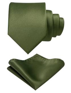 RBOCOTT Einfarbiges Set aus Krawatte und Einstecktuch für Herren, olivgrün, general von RBOCOTT