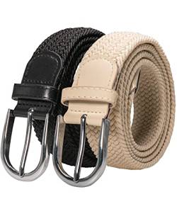 RBOCOTT Elastic Belt Braided Belt Mens Belt Stretch Woven Belt Black Belt Beige Belt for Women(135cm) von RBOCOTT