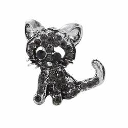 Nette Katze Brosche for Schmetterling Strass Frauen Legierung Tier Pins Kristall Corsage Revers Pin Kragen Knopf Party Kleid Zubehör (Color : Black cat 2) von RC-BKKXXEAV