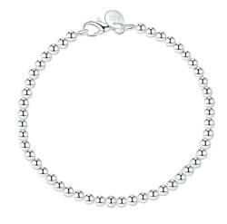 RC-BKKXXEAV 20 cm Mädchen-Armband, Damen-Geschenk, feiner Damenschmuck, 925er Silber, 4 mm Perlenarmband (Color : Silver) von RC-BKKXXEAV