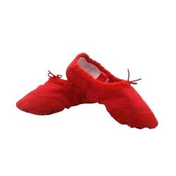 RC-BKKXXEAV Ballettschuhe, Flache Ballettschuhe aus Segeltuch, Ballett-Übungsschuhe mit weicher Sohle, Damen-Gymnastikschuhe, Ballett-Übungsschuhe (Color : Red, Size : 30) von RC-BKKXXEAV