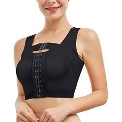 RDSIANE Post-Chirurgie Frontverschluss BH für Frauen Haltungskorrektur Kompression Shapewear Tops mit Bruststützband, Schwarz, XX-Large von RDSIANE