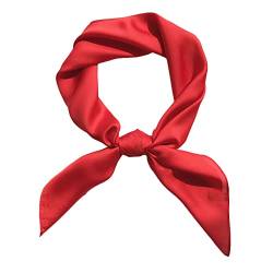 RDWESZOD Damen Mädchen Schal quadratischer Halstuch, Taschentuch, Retro-Satinband-Schal (Rot) von RDWESZOD