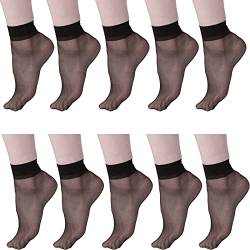 RDWESZOD Damen Nylon Knöchel Kurze durchsichtige Socken,10 Paare (Schwarz) von RDWESZOD