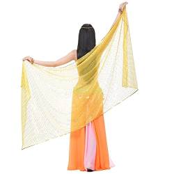 RDWESZOD Shinning Spot Bühne Dancewear Schals, leichte Bauchtanz Schals, Bauchtanz Schleier Kostüm Outfit Schal, 210x95cm/6.9x3.1ft (Gelb) von RDWESZOD