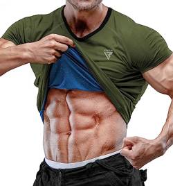 RDX Sweat T-Shirt Männer Schwitzanzug, Neopren Sauna Shirt Fitness Trainer Taille, Gym Tank Top für Shapewear Gewichtsverlust Abnehmen Body Shaper Workout Yoga Bodybuilding Laufen von RDX