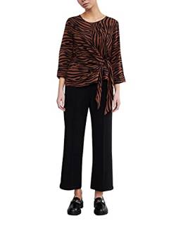 RE-ZO Damen Animal Blusen Shirt - Tiger Print Knoten-Top, Farbe:Braun, Größe:L von RE-ZO