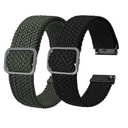 REAGAL 2 x Nylon Stoff Uhrenarmbänder 20mm，22 mm Uhrenarmband Nylon Sport Uhrenarmband für Uhren und Smartwatches von REAGAL