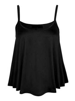 Damen-frauen Schlicht Swing Ausgestellt Leibchen Riemen Freizeit Top Kleid Top Übergrößen - Schwarz, Damen, M/L (40-42) von REAL LIFE FASHION LTD