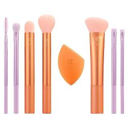 Real Techniques Level Up Pinsel- und Schwamm-Set, Make-up-Pinsel für Lidschatten, Foundation, Rouge und Bronzer, Make-up-Mischschwamm, professionelle Qualität, Make-up-Werkzeuge, synthetische Borsten, von REAL TECHNIQUES