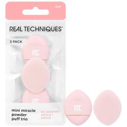 Real Techniques Mini Miracle Powder Puff Trio, zum Fixieren und Backen, Mini-Make-up-Puff für losen und gepressten Puder, gezielt unter den Augen und bei Hautunreinheiten auftragen, reisefreundlich und wiederverwendbar, 3 Stück von REAL TECHNIQUES