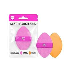 Real Techniques Miracle 2-in-1-Puderquaste, doppelseitiger Puderquast in voller Größe, wendbares Gummiband, Make-up-Schwamm und Puderquaste mit präziser Spitze,1 Stück von REAL TECHNIQUES