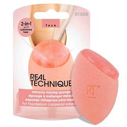 Real Techniques Miracle Mixing Makeup Sponge Blender, Vegan Beauty Tools With Silicone Applicator for Flawless Finish, Create Custom Foundation, Latex Free, Pink, Set of 4 von REAL TECHNIQUES
