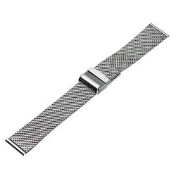 RECHERE 18mm Unisex Edelstahlarmband Armbanduhr Band Gurt Interlock Sicherheitsverschluss Silber von RECHERE