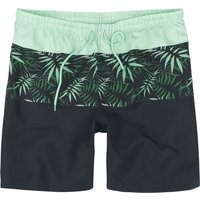 Badeshort für Männer  schwarz/grün "Swim Shorts With Palm Trees" von RED by EMP von RED by EMP