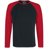 Langarmshirt für Männer  schwarz/rot "Long Raglan Road" von RED by EMP von RED by EMP