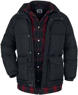 RED by EMP Herren schwarze Winterjacke im Layer Look mit Flanell-Einsatz L von RED by EMP