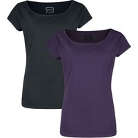 T-Shirt für Damen  schwarz/lila "Doppelpack T-Shirts mit Rundhalsausschnitt" von RED by EMP von RED by EMP