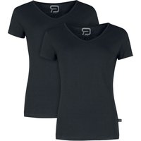 T-Shirt für Damen  schwarz "Doppelpack T-Shirts mit V-Ausschnitt" von RED by EMP von RED by EMP