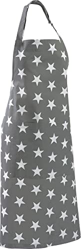 REDBEST Koch-Schürze Sterne grau Größe 75x90 cm - verstellbare Halsschlaufe, aufgesetzte Tasche, strapazierstarkes Gewebe (weitere Farben) von REDBEST