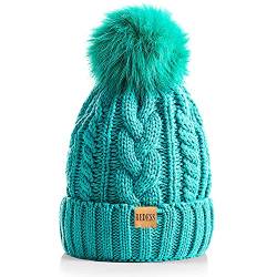 REDESS Damen Winter Bommel Beanie Mütze mit warmem Fleece gefüttert, Dicker Slouchy Snow Knit Skull Ski Cap von REDESS