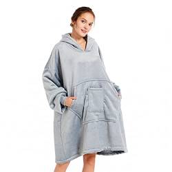 REDESS Decke mit Ärmeln Decken Hoodie Sweatshirt, tragbare Decke, übergroßer Sherpa mit Ärmeln und Riesentasche, kuscheliger Kapuzenpullover, warm für erwachsene Kinder von REDESS