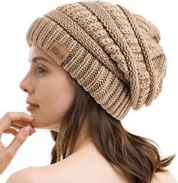 REDESS Slouchy Beanie Mütze für Herren und Damen Winter Warm Chunky Soft Oversized Zopfstrickmütze von REDESS