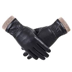 REDESS Winter-Lederhandschuhe für Damen, mit Wollfleece gefütterte, warme Handschuhe, Touchscreen-SMS-dicke Thermo-Schneefahrhandschuhe von REDESS