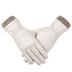 REDESS Winter-Lederhandschuhe für Damen, mit Wollfleece gefütterte, warme Handschuhe, Touchscreen-SMS-dicke Thermo-Schneefahrhandschuhe von REDESS