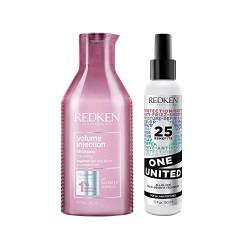 Redken Pflegeset, Volume Injection Shampoo mit reparierendem Volumen-Boost & feuchtigkeitsspendendes One United Multi-Benefit-Treatment von REDKEN