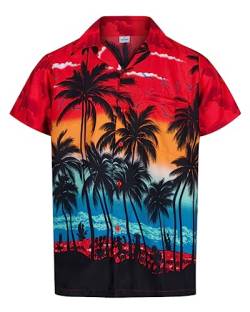 Hawaii Hemd Männer – Freizeithemden für Herren – Hawaiihemd, Dart Shirt – bequemes, leichtes Kurzarmhemd – Faschingskostüme Männer – Bad Taste Outfit Herren – Ballermann 90er Jahre Outfit Sommerhemd von REDSTAR