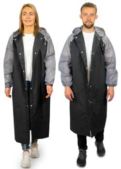 REDSTAR 2er Pack Regenmantel Damen und Herren – wasserfester Friesennerz, Regenponcho, Regencape, kompakt packbar, wiederverwendbar – lange Regenjacke mit großer Kapuze – Camping, Wandern, von REDSTAR