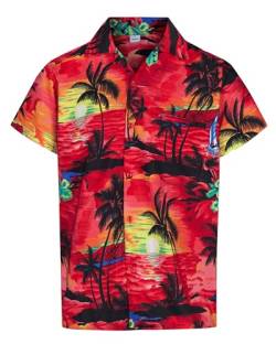 REDSTAR Herren Hawaii-Hemd, kurzärmelig, lässige Passform, Tropische Hawaii-Hemden für Herren – lässige Passform Hirsch Strand Urlaub Florale flippige Hemden – Aloha Sommer von REDSTAR