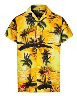 REDSTAR - Herren Hawaiihemd - kurzärmelig - Aloha Summer - Verkleidung Junggesellenabschied - alle Größen - Gelb - S von REDSTAR