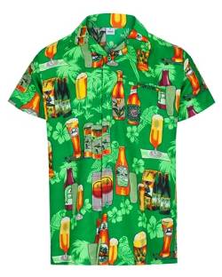 REDSTAR - Herren Hawaiihemd - kurzärmelig - Bierflaschenmotiv - Verkleidung Junggesellenabschied - alle Größen - Grün - XL von REDSTAR